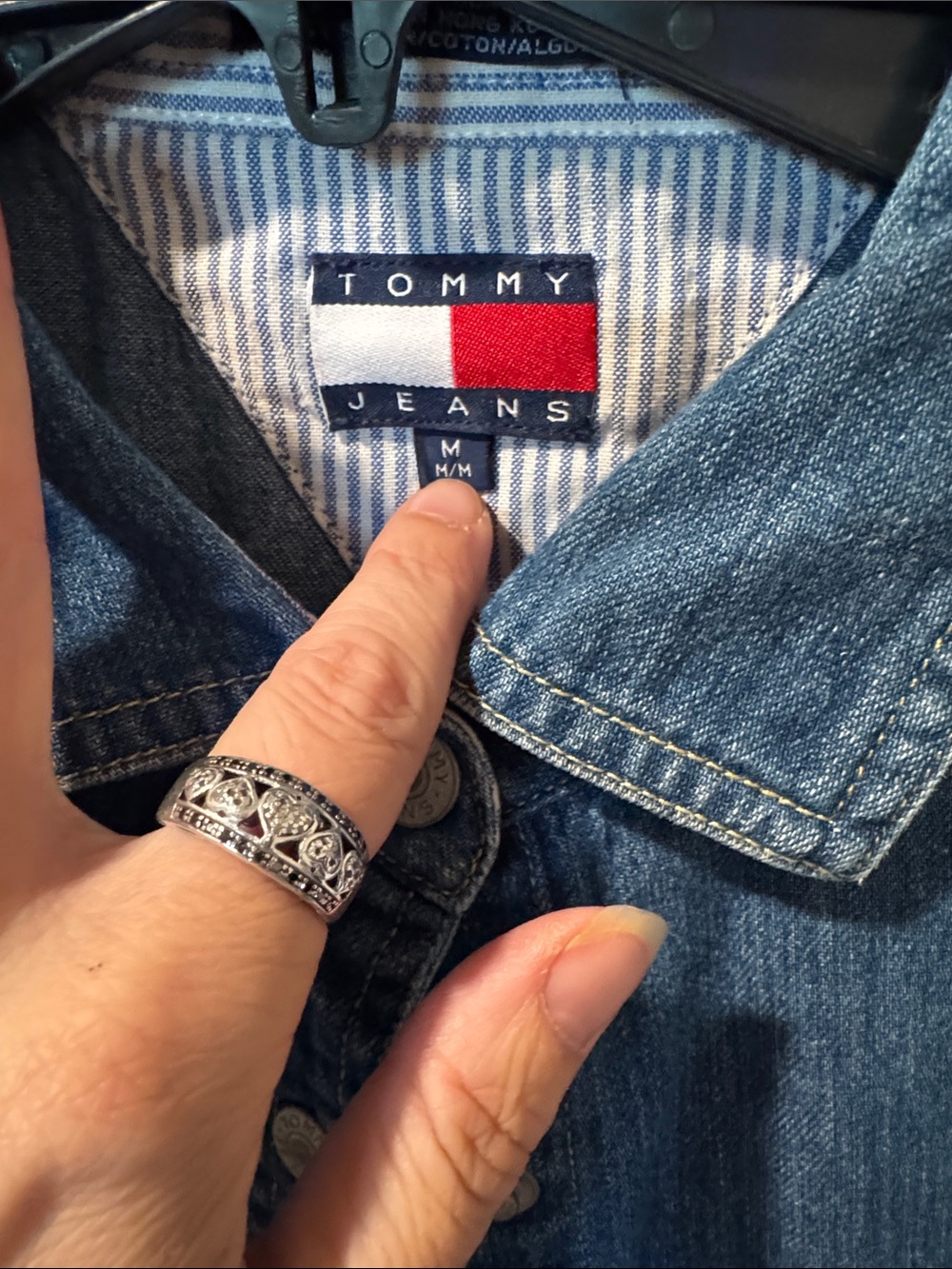Tommy Hilfiger Short-Sleeve Denim Button-Down Shirt - Blue - Picture 2 of 2